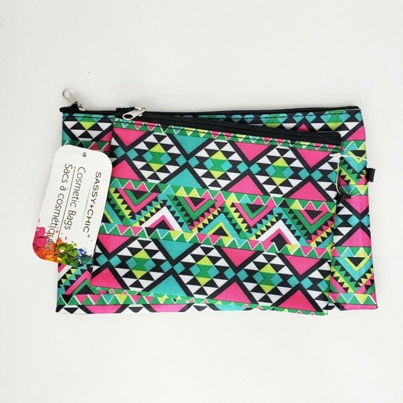 Sassy + Chic Handbags - Sassy & Chic 2 Pc Beauty Bag Cosmetic Makeup Bag